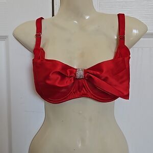 Victoria's Secret Women's Underwire Push-Up Without Padding Bow Bra Red 34DDD